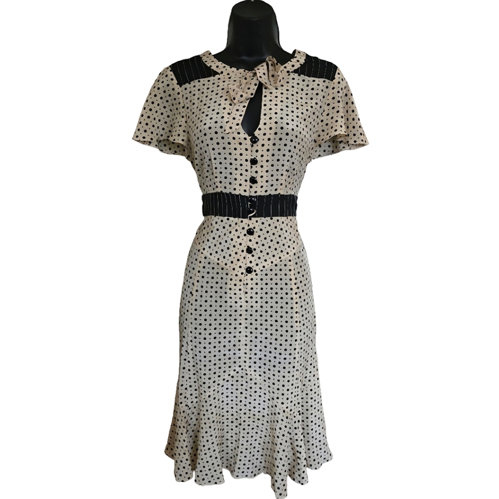 ☆Nanette Lepore Black and Cream Polka Dot Dress☆